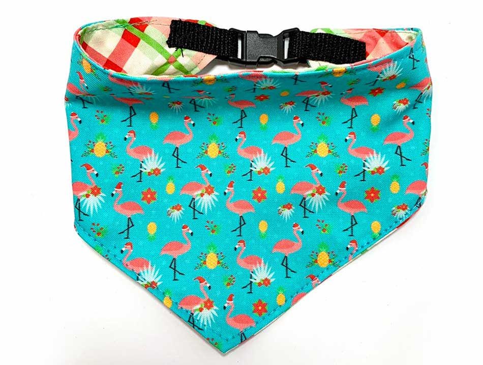 Flamingo dog bandana for Christmas