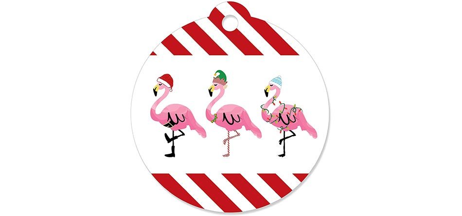 Tag your Christmas packages with flamingo name tags