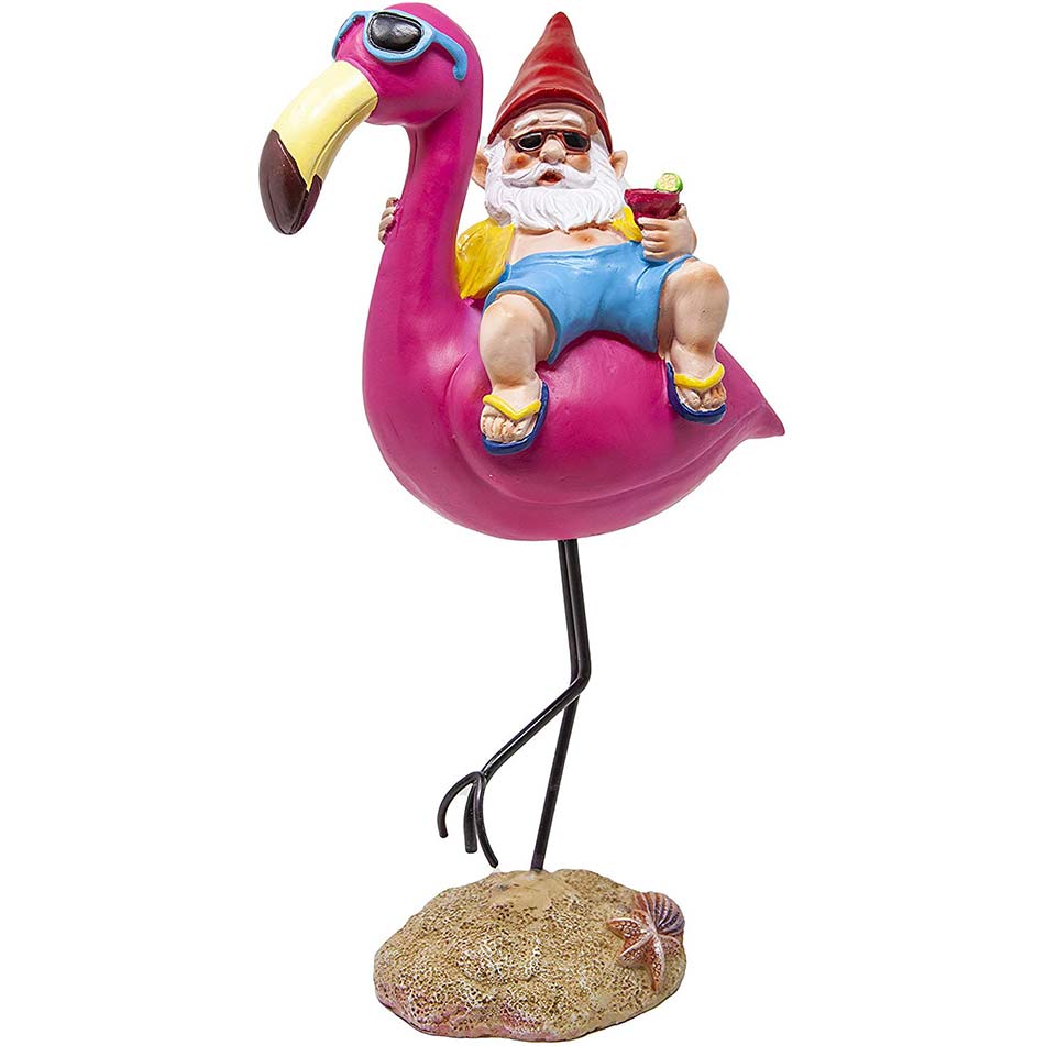 The flamingo and gnome outdoor decoration