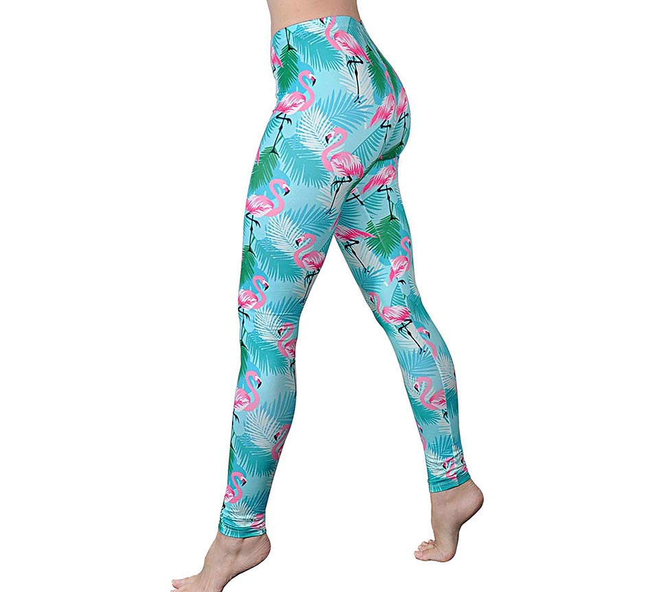 Tropical pink flamingo yoga pants